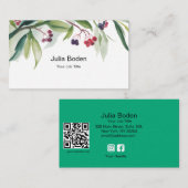 Carte De Visite Baies et Branches Aquarelle Rustique (Devant / Derrière)