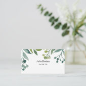 Carte De Visite Baies et Branches Feuillage Vert Aquarelle (Debout devant)