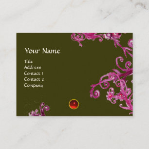 Carte De Visite BAIES MAGIQUES Monogramme gemme rouge