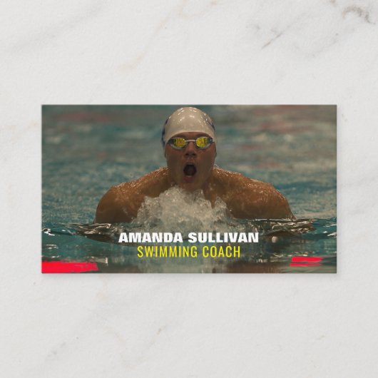 Carte De Visite Baignade, Coach de natation et garde-vie (Devant)