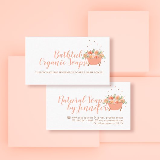 Carte De Visite Baignoire bulle de savon orange