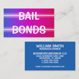 Carte De Visite Bail Bonds brillant coloré