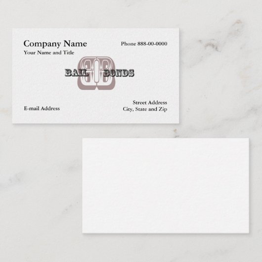 Carte de visite Bail Bondsman (Devant / Derrière)