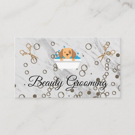 Carte De Visite Bain à bulle de chien | Ciseaux (Devant)