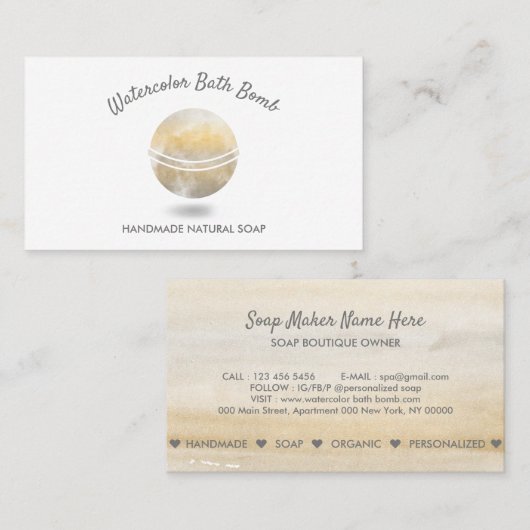 Carte De Visite Bain Bomb Spa naturel Soap Spa or (Devant / Derrière)