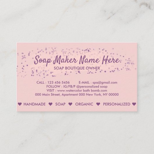 Carte De Visite Bain Bombe Spa de savon naturel Sauna (Dos)