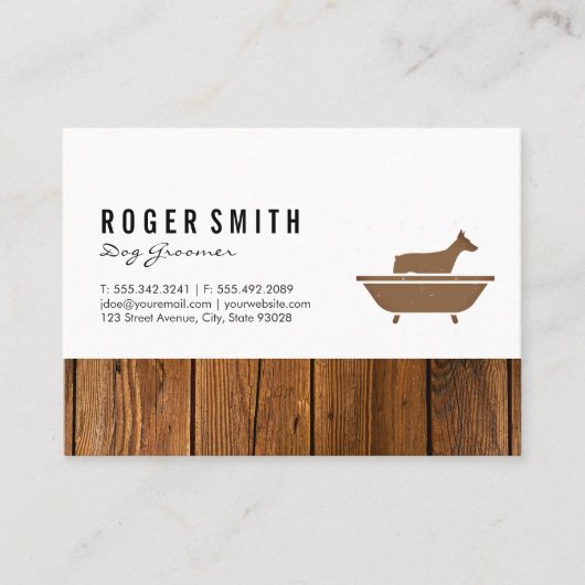 Carte De Visite Bain de chien et coupe en bois (Devant)