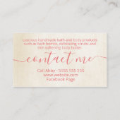 Carte De Visite Bain rose rose et Spa de la peau (Dos)