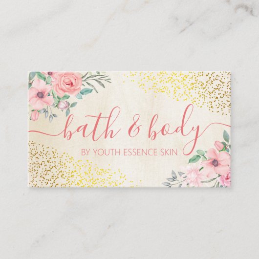 Carte De Visite Bain rose rose et Spa de la peau (Devant)