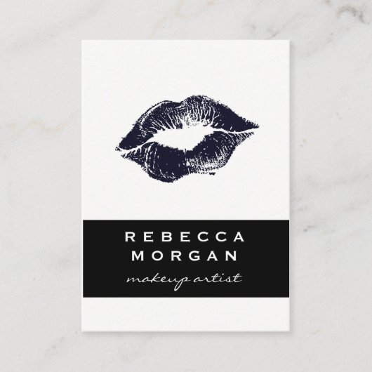 Carte De Visite Baiser bleu chic à lèvres (Devant)