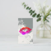 Carte De Visite Baiser Chic au Rouge à Lèvres | Fond Texturé (Debout devant)