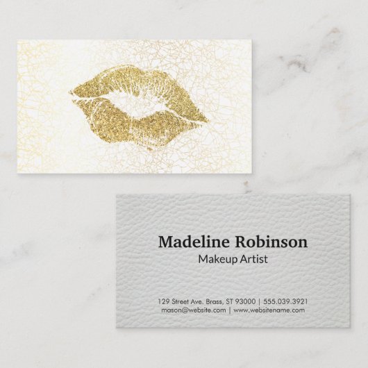 Carte De Visite Baiser de Parties scintillant en or glamour | Text (Devant / Derrière)