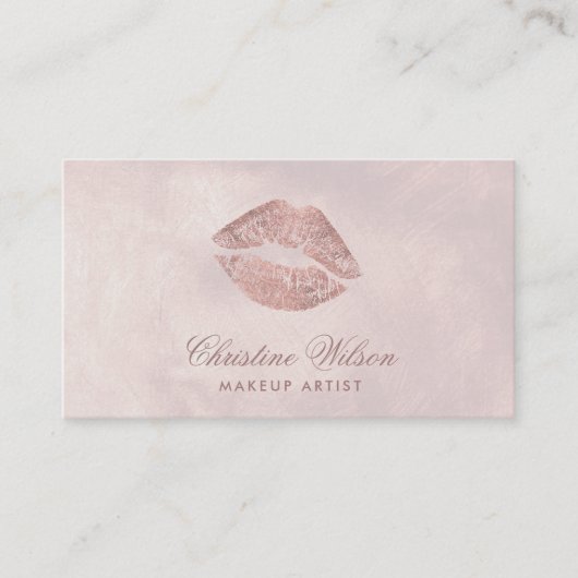 Carte De Visite Baiser en or rose sur aquarelle or rose (Devant)