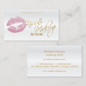 Carte De Visite Baiser et maquillage - parties scintillantes roses (Devant / Derrière)