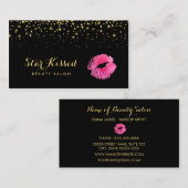 Carte De Visite Baiser rose chaud glamour avec Parties scintillant (Devant / Derrière)