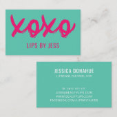 Carte De Visite Baisers XOXO Rose Et Mint | Lipsense (Devant / Derrière)