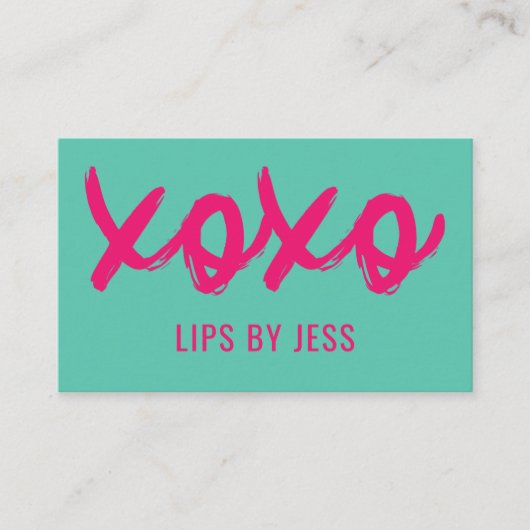 Carte De Visite Baisers XOXO Rose Et Mint | Lipsense (Devant)