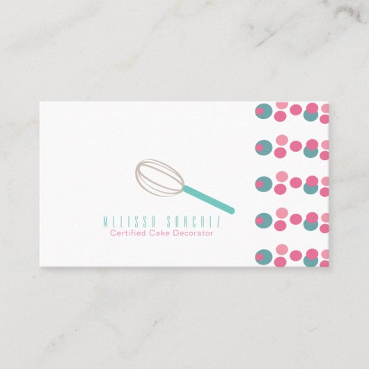 Carte De Visite Baker Cake Logo Boulangerie Points Whisk (Devant)