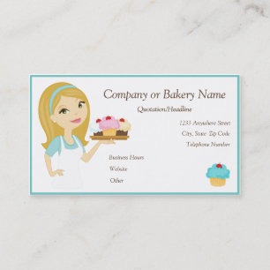 Carte De Visite Baker de petit gâteau de blonde/Aqua/carte de