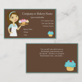 Carte De Visite Baker de petit gâteau de brune/Aqua/carte de (Devant / Derrière)