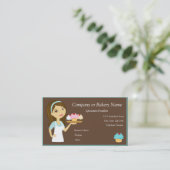 Carte De Visite Baker de petit gâteau de brune/Aqua/carte de (Debout devant)