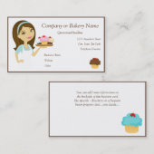 Carte De Visite Baker de petit gâteau de brune/Aqua/carte de (Devant / Derrière)