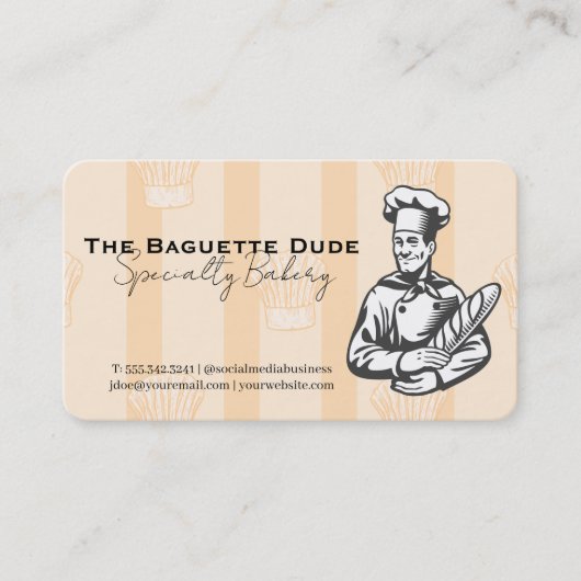 Carte De Visite Baker Holding Baguette (Devant)