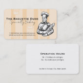 Carte De Visite Baker Holding Baguette (Devant / Derrière)