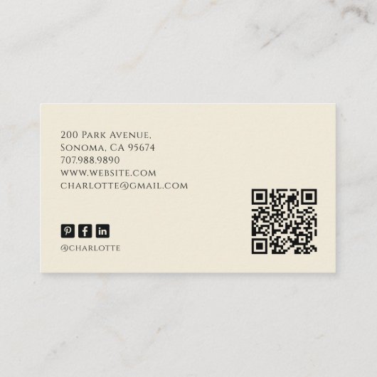 Carte De Visite Baker Skeleton Sepia Tarot Aesthetic QR Code (Dos)