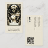 Carte De Visite Baker Skeleton Sepia Tarot Aesthetic QR Code (Devant / Derrière)