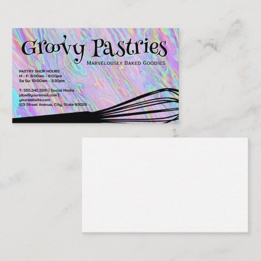 Carte De Visite Bakers Whisk | Arrière - plan holographique Irides (Devant / Derrière)