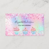 Carte De Visite Bakery blush pink purple glitter (Devant)
