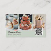 Carte De Visite Bakery/Chef/Catering 4-Photo QR Code Modern Script (Devant)