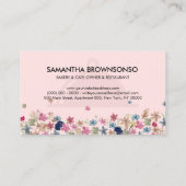 Carte De Visite BAKERY Floral Rose & CAFÉ PROPRIÉTAIRE & RESTAURAN (Dos)