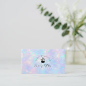 Carte De Visite Bakery Loyalty Card Holographic Rainbow Cupcake (Debout devant)