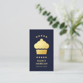 Carte De Visite Bakery Pastry Chef Cupcake Navy And Gold  (Debout devant)
