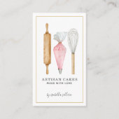 Carte De Visite Bakery Pastry Chef Watercolor Baking Utensils (Devant)