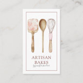 Carte De Visite Bakery Pastry Chef Watercolor Baking Utensils (Devant)