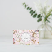 Carte De Visite Bakery Pink Watercolor Baking Ingredients (Debout devant)