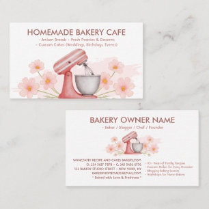 Carte De Visite Baking & Cuisine Florale Rose