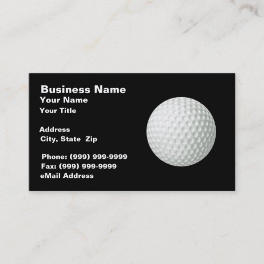 Carte De Visite Bal de golf 3D (sur Black BG) (Devant)