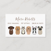 Carte De Visite Balade de chien, Assis pour animaux de compagnie, (Devant)