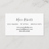 Carte De Visite Balade de chien, Assis pour animaux de compagnie, (Dos)