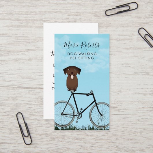 Carte De Visite Balade de chien, Assis pour animaux de compagnie, (Devant/Arrière en situation)
