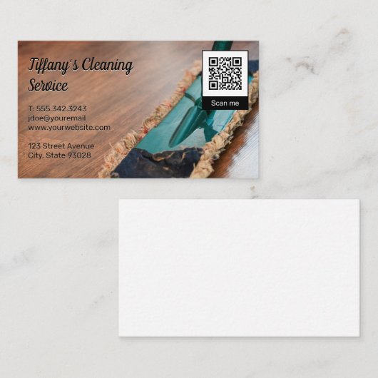 Carte De Visite Balai de nettoyage | code qr (Devant / Derrière)