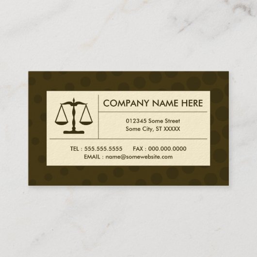 Carte De Visite balance de justice en demi-teinte (Devant)