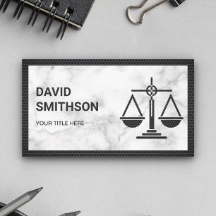 Carte De Visite Balance de justice en marbre blanc noir Avocat Jur