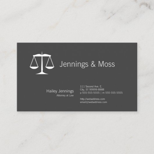 Carte De Visite Balance de la justice (Devant)