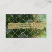 Carte De Visite Balances de poissons de sirène vert et or (Dos)