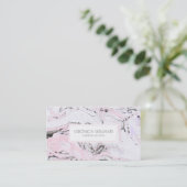 Carte De Visite Balances en marbre moderne blanc & rose & gris (Debout devant)